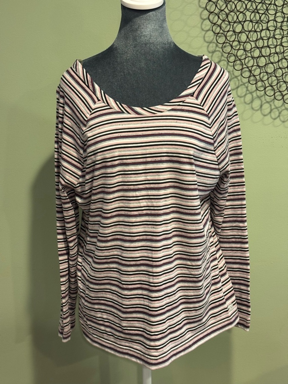 T by Talbots Multi-Stripe Long Sleeve Top | Twisted Wrap Neckline | Size XLP